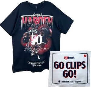 LA Clippers - James Harden 2025 NBA Playoffs Tee-Shirt + Rally Towel - Black, XL